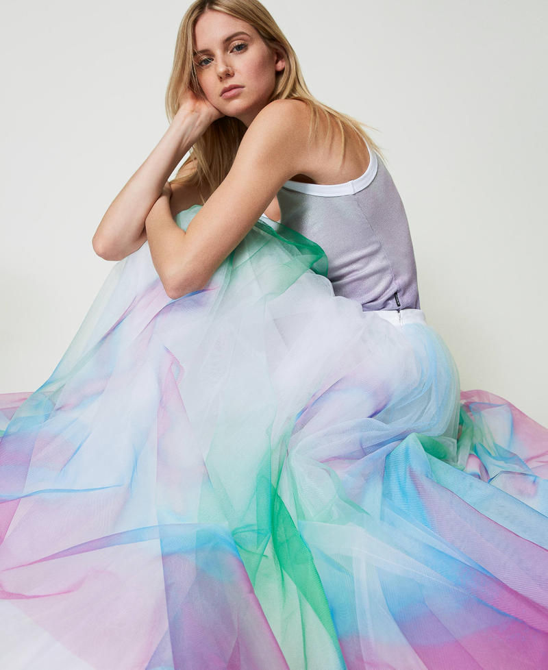 Tulle MYFO skirt with placed print Multicolour Spray Woman 241AQ2150-04