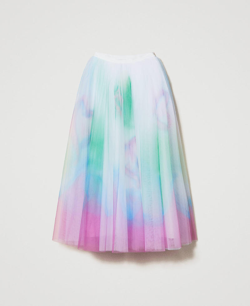 Tulle MYFO skirt with placed print Multicolour Spray Woman 241AQ2150_11735_0S