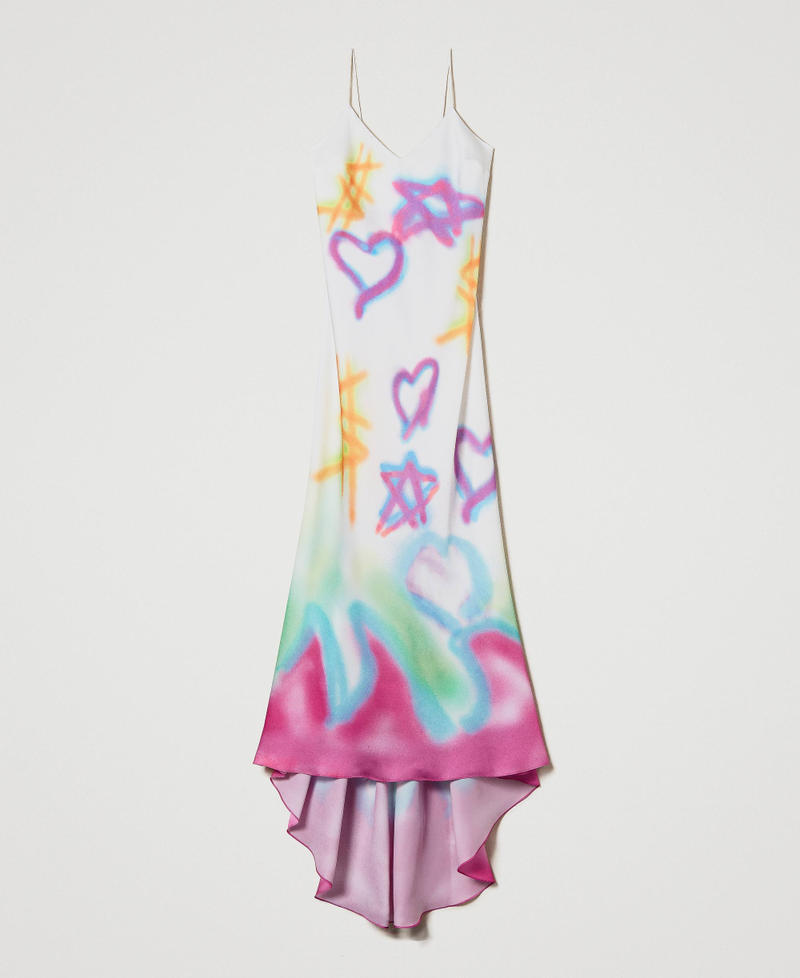 Long MYFO satin dress with print Multicolour Spray Woman 241AQ2170-0S
