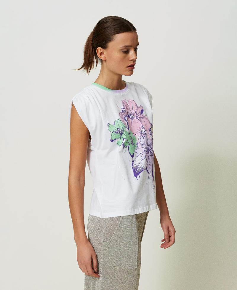 Oversize MYFO t-shirt with floral print Sprayed Flower Print Woman 241AQ2192_11606_02