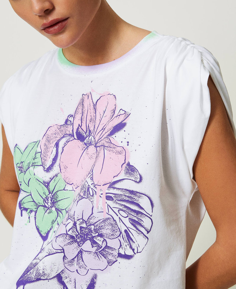 Oversize MYFO t-shirt with floral print Sprayed Flower Print Woman 241AQ2192_11606_04