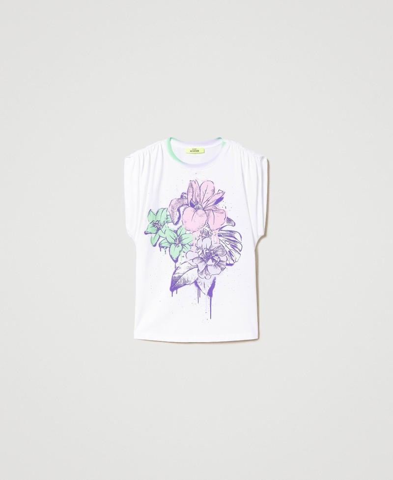 Oversize MYFO t-shirt with floral print Sprayed Flower Print Woman 241AQ2192_11606_0S