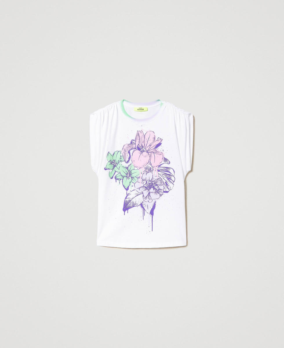 Oversize MYFO t shirt with floral print Woman White TWINSET Milano