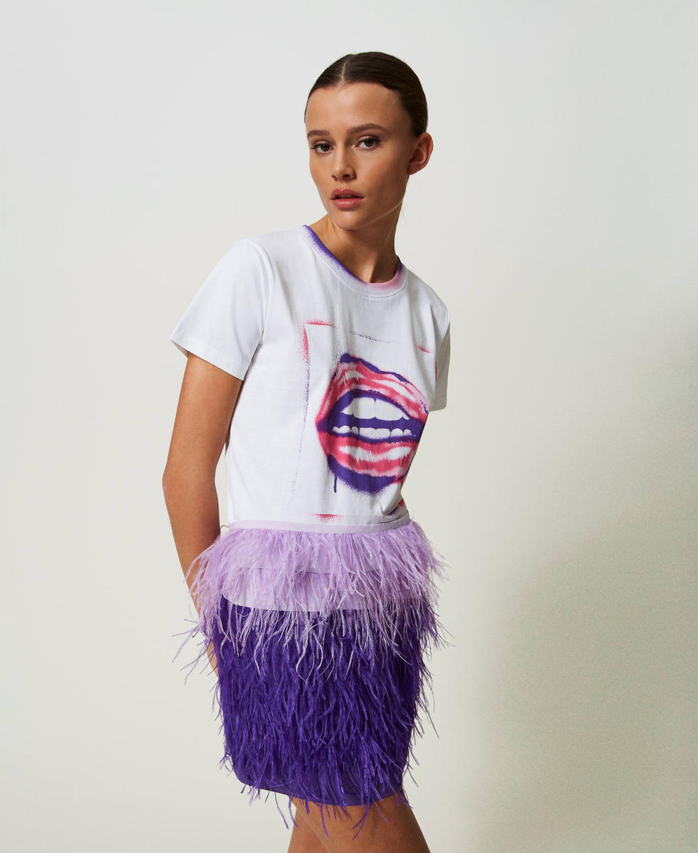 MYFO crêpe de Chine miniskirt with feathers