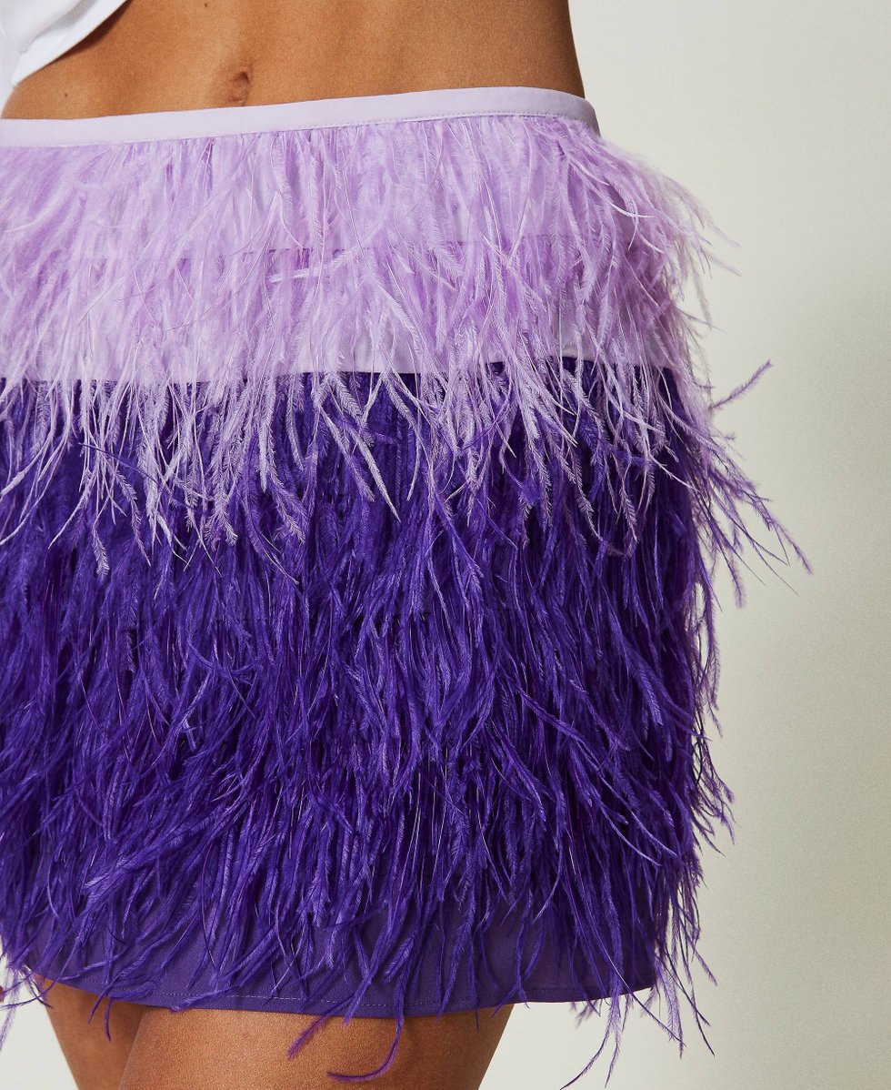 MYFO crêpe de Chine miniskirt with feathers