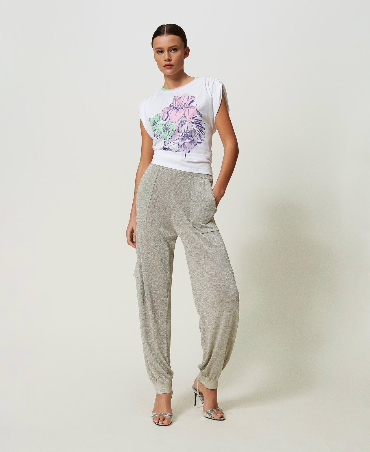 MYFO lurex knit cargo trousers