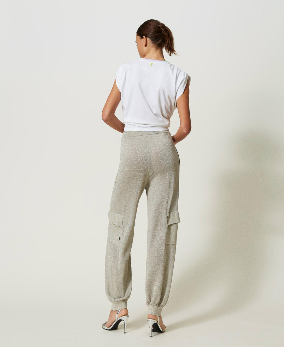 Disclaimer pantaloni in tessuto a rete lurex nero
