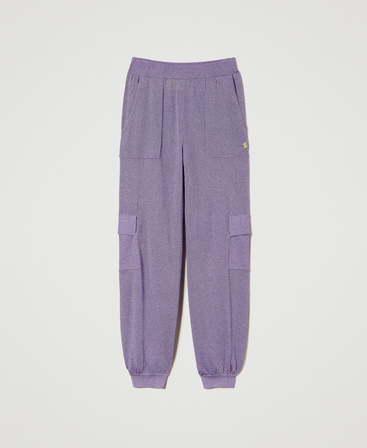 MYFO lurex knit cargo trousers Pastel Lilac Lurex Woman 241AQ3131_11594_0S