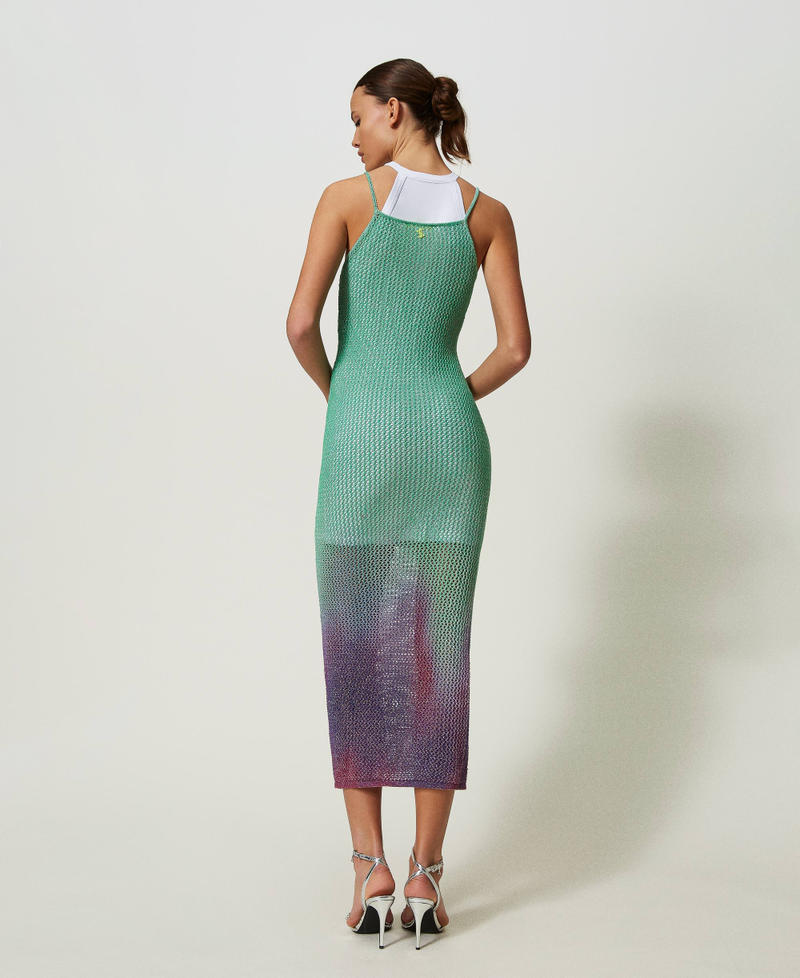 Длинное платье MYFO из трикотажа с люрексом с комбинацией Принт Зеленые Тени женщина 241AQ3142-03