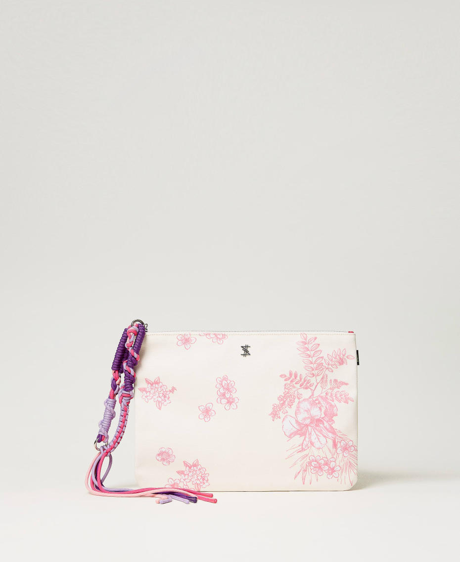 MYFO floral canvas clutch Pink Toile De Jouy Print Woman 241AQ8341_11595_01