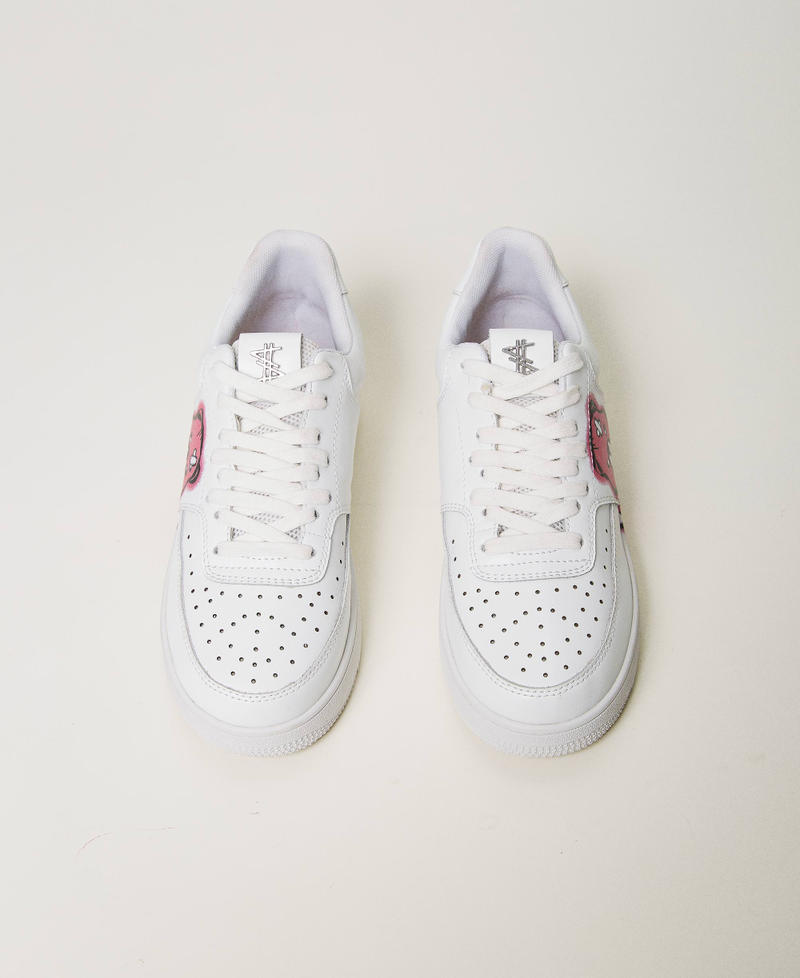 MYFO leather trainers with print White Woman 241AQT390-04