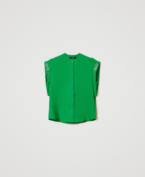 Camicia in popeline con ricami