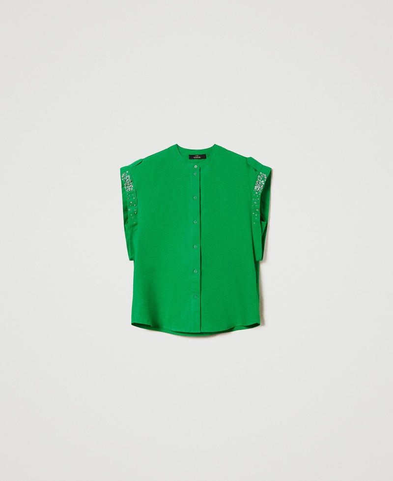 Poplin shirt with embroideries