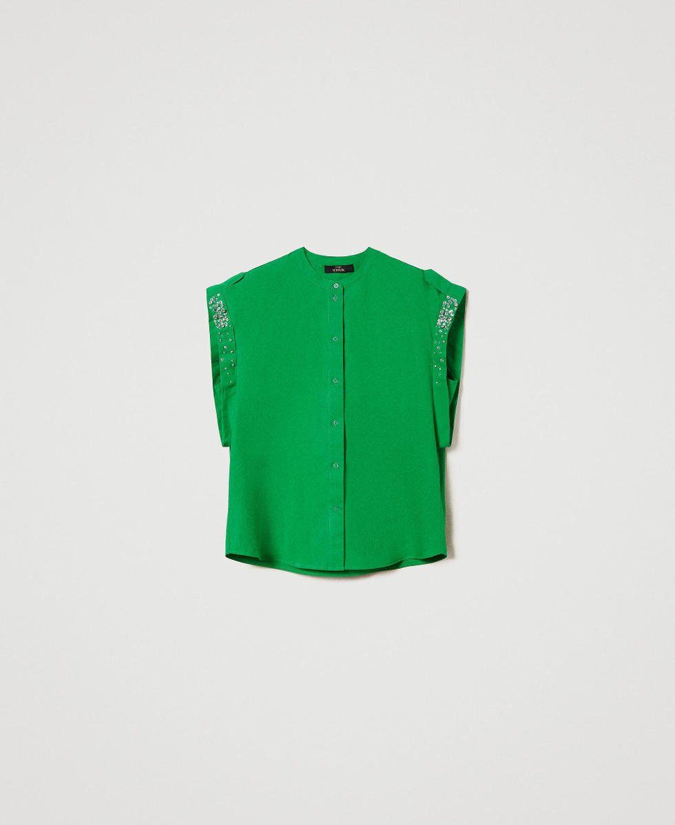 Camicia in popeline con ricami