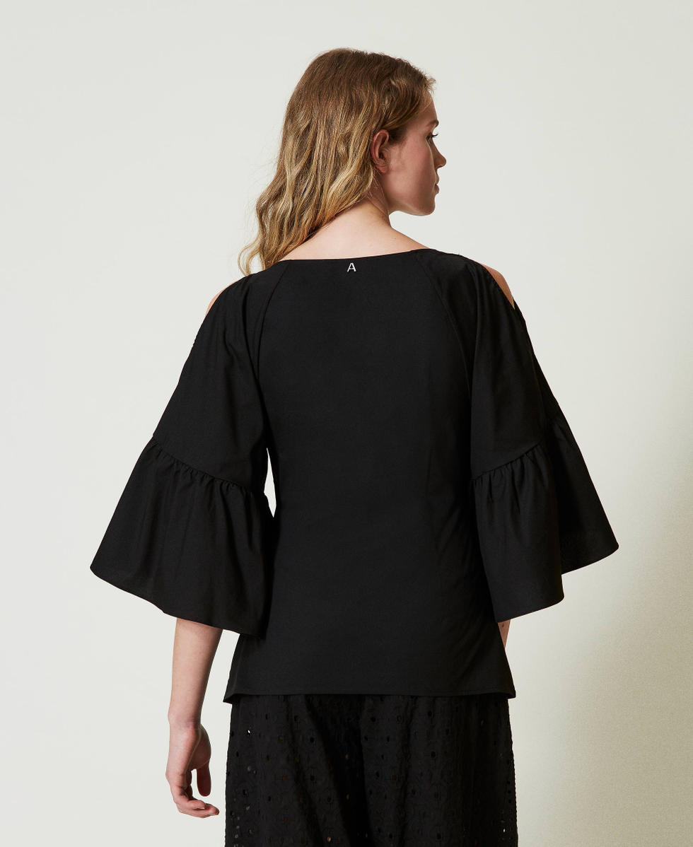 Poplin shirt with flounces