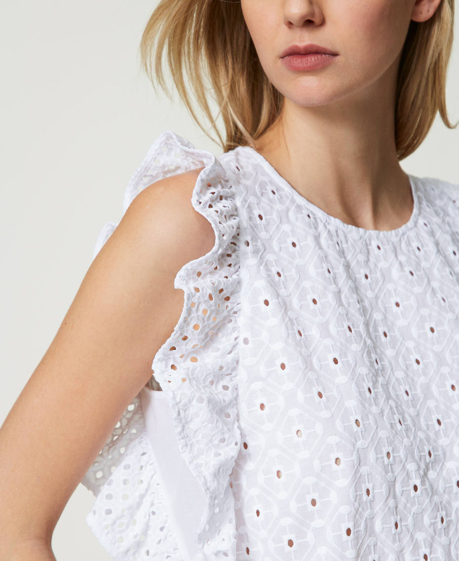 Broderie anglaise top with ruffle "Papers" White Woman 241AT2070-05
