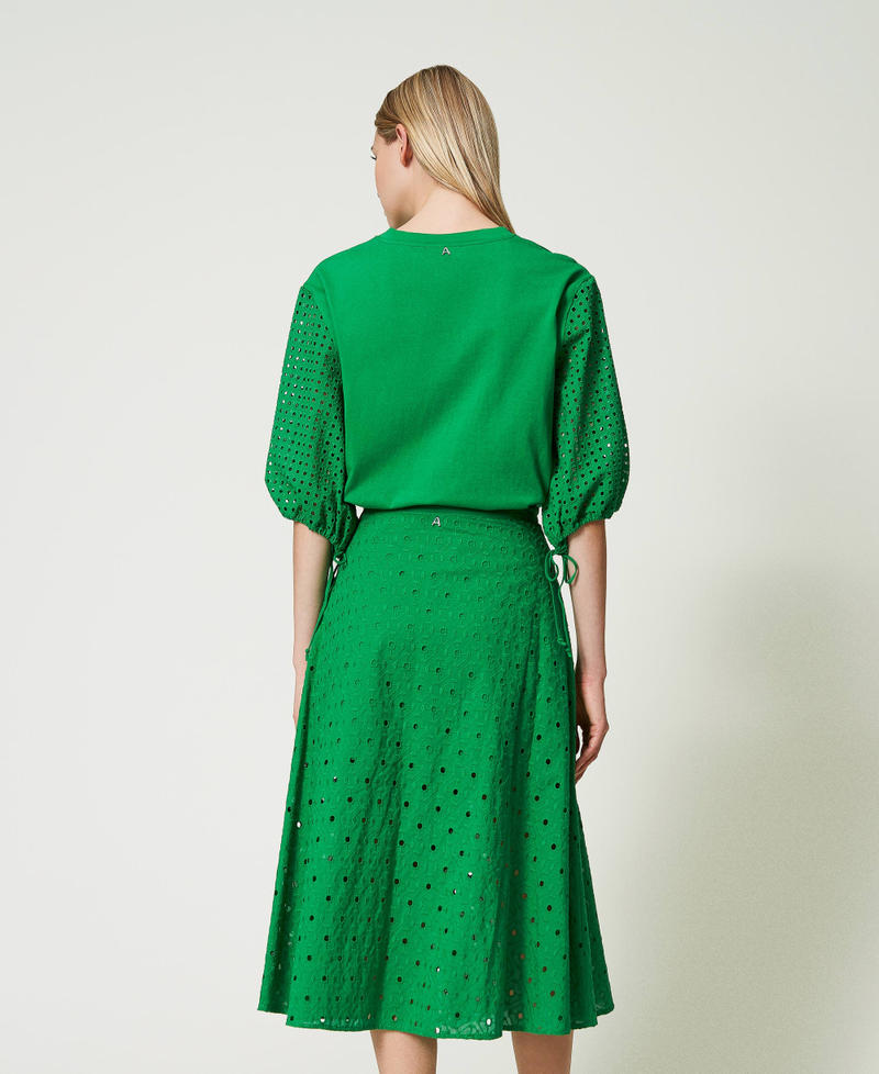 Присборенная юбка миди из кружева сангалло Зеленый "Зеленый Папоротник" женщина 241AT2073-03