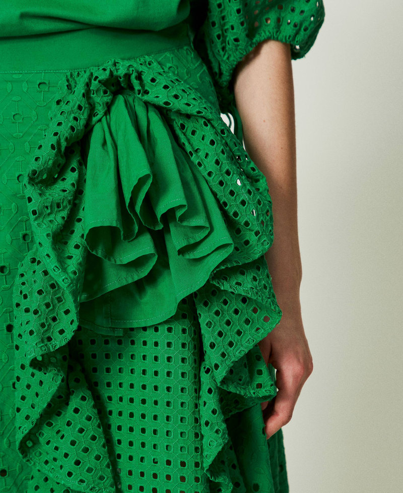 Midi broderie anglaise skirt with gathering