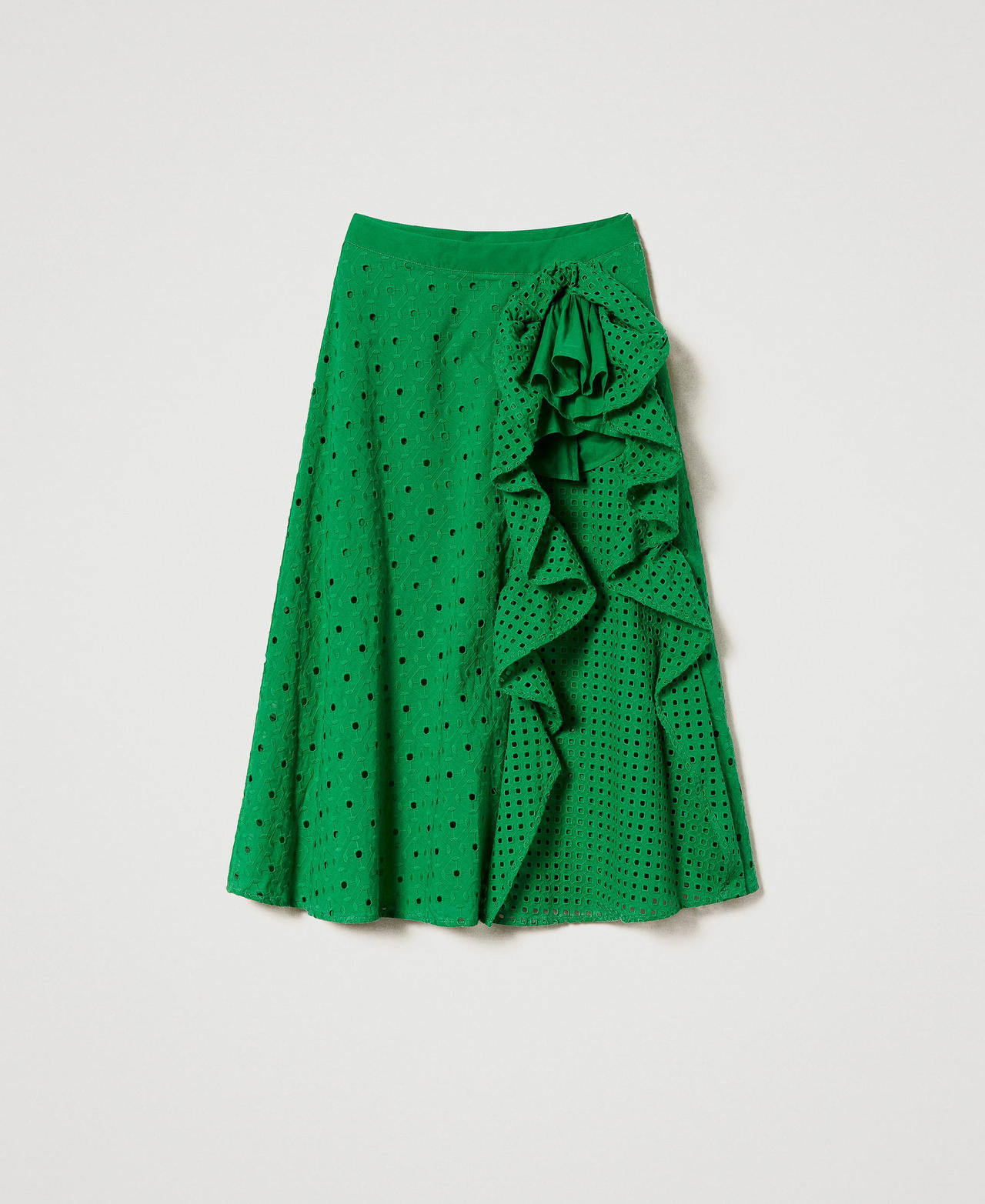 Midi broderie anglaise skirt with gathering