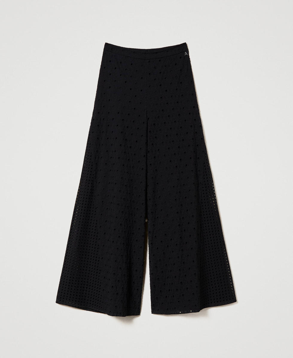 Pantalon palazzo en broderie anglaise