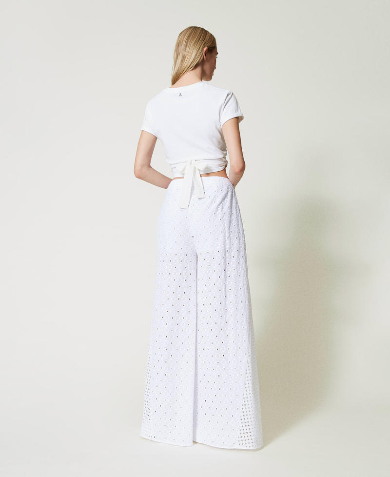 Pantaloni a palazzo in sangallo Bianco "Papers" Donna 241AT2076_00840_03