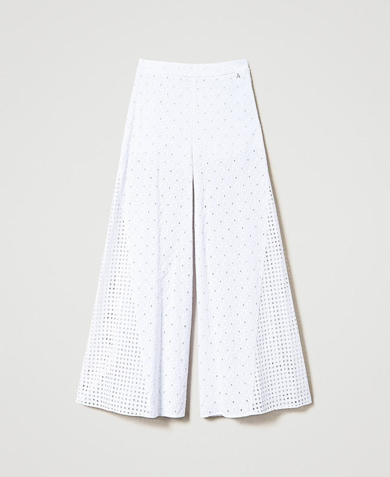 Pantaloni a palazzo in sangallo Bianco "Papers" Donna 241AT2076_00840_S0