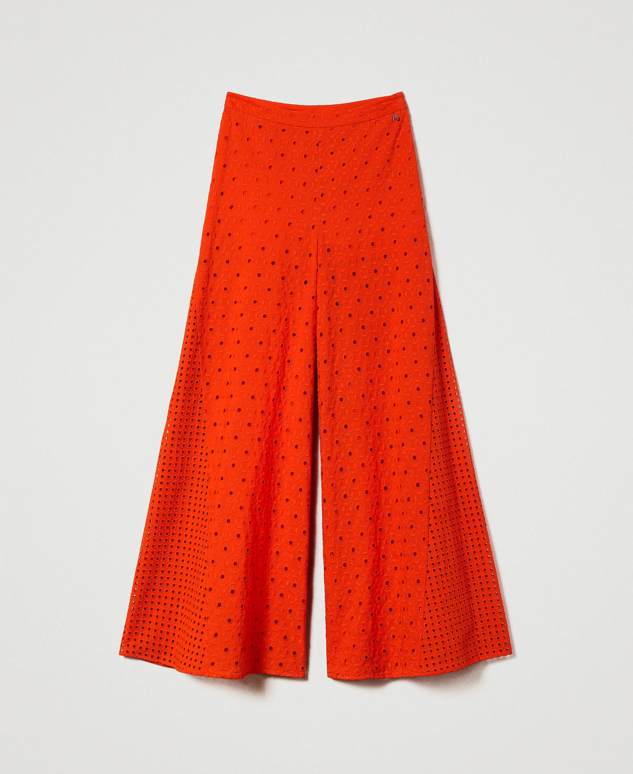 Broderie anglaise palazzo trousers "Scarlet Ibis” Red Woman 241AT2076_11514_0S