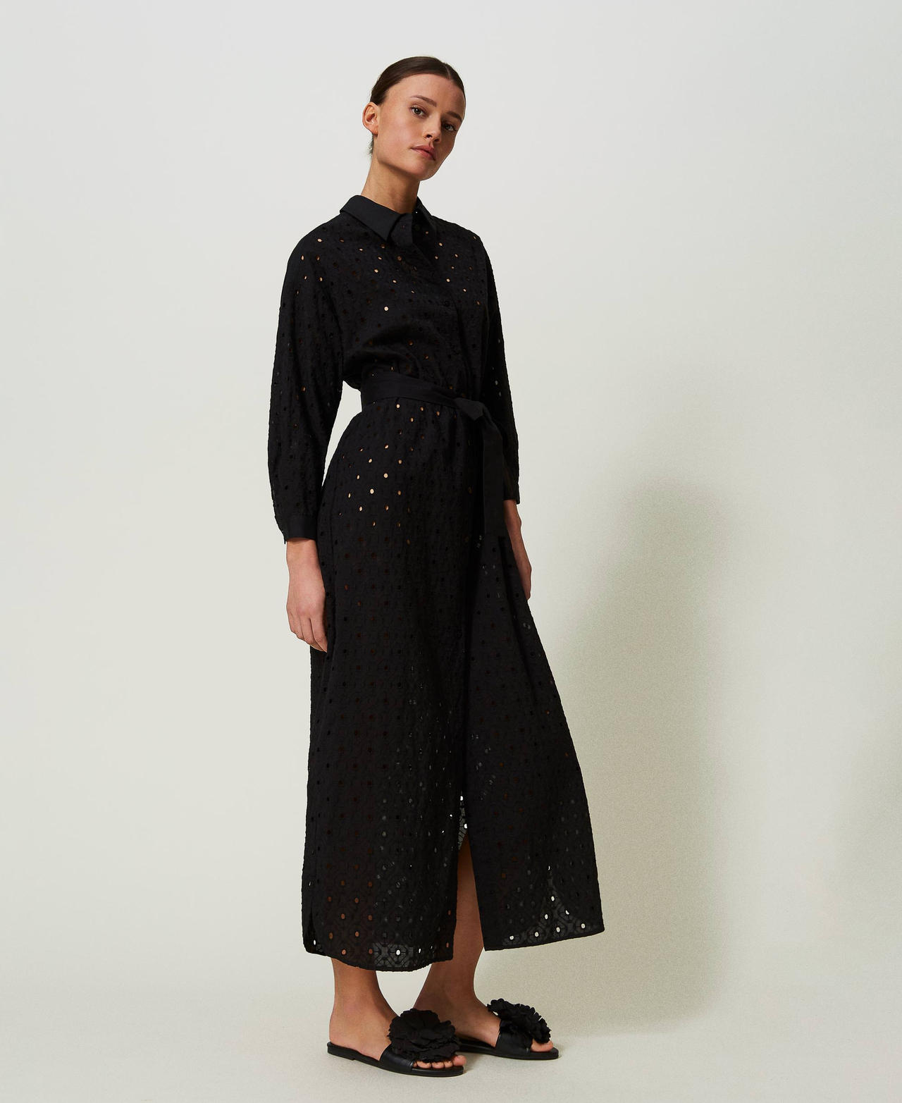 Long broderie anglaise shirt dress