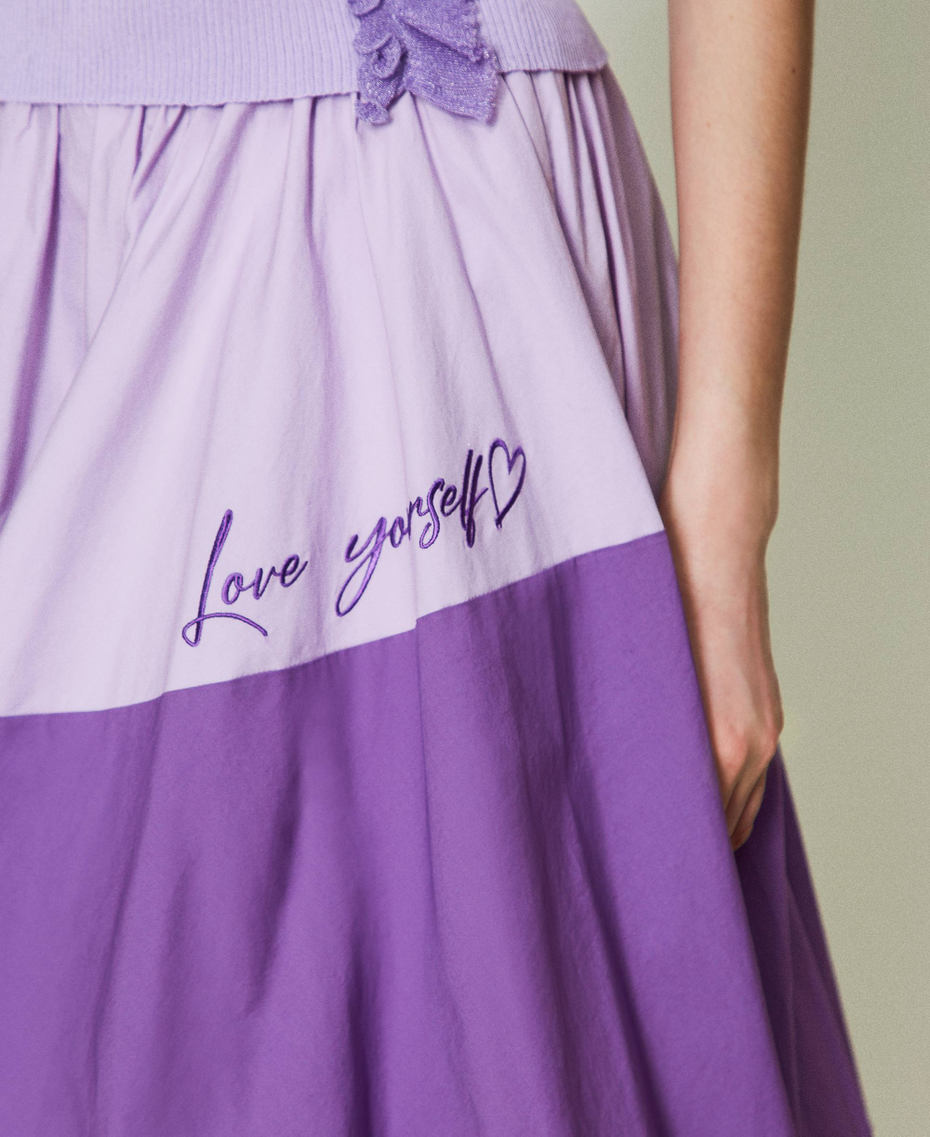 Falda midi abullonada con bordado Bicolor Morado "Lavendula" / Meadow Violet Mujer 241AT2081-05