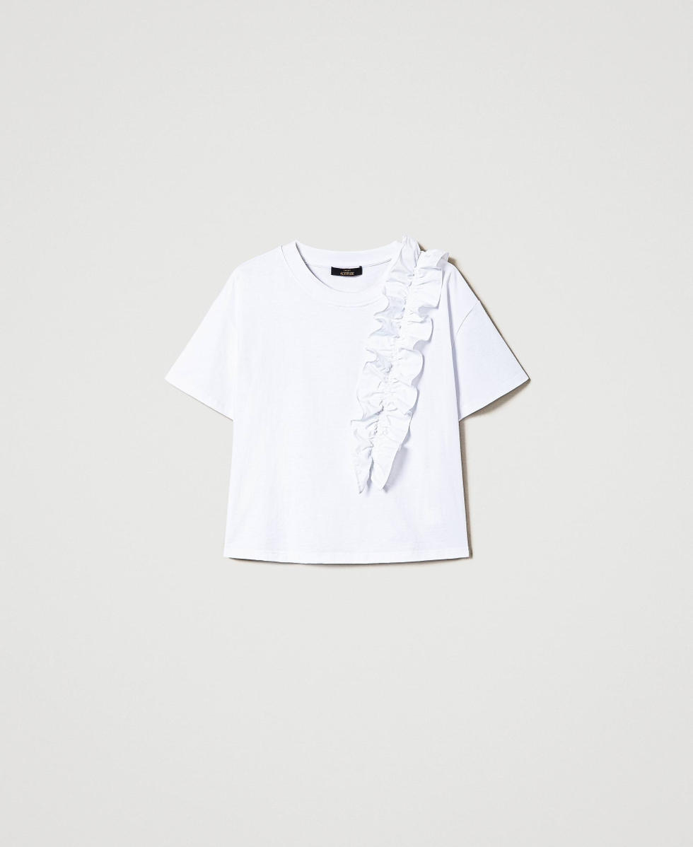【TAAKK】24AW RUFFLE SHIRTS WHITE RUFFLE PRINT T-SHIRTS(2 WHITE): TAAKK: MENS｜THE TOKYO