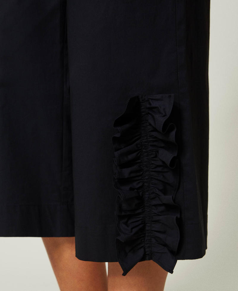 Cropped trousers with ruffle Black Woman 241AT2083-05