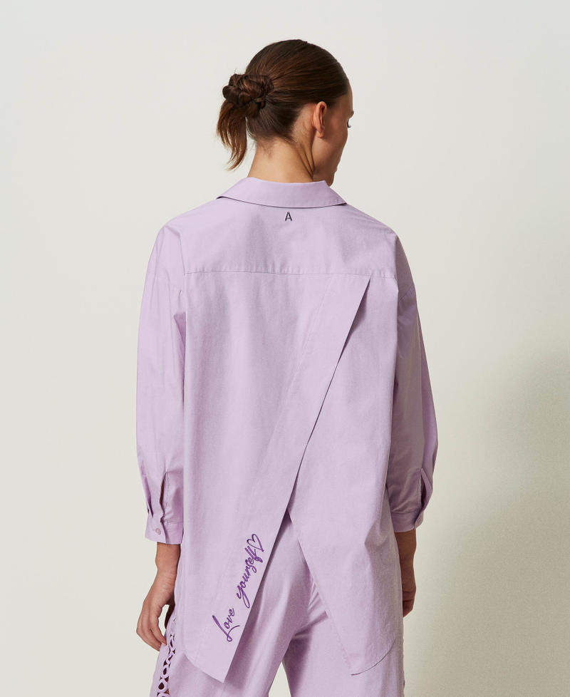 Poplin shirt with embroidery "Lavendula” Purple Woman 241AT2085-03