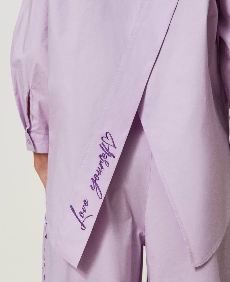 Poplin shirt with embroidery "Lavendula” Purple Woman 241AT2085-04