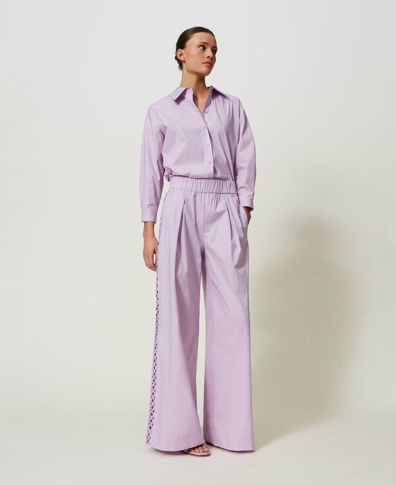 Poplin shirt with embroidery "Lavendula” Purple Woman 241AT2085-0T