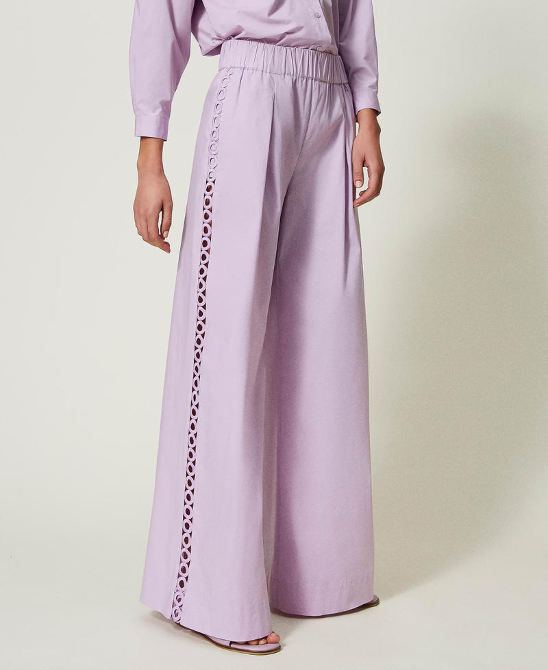 Poplin palazzo trousers "Lavendula” Purple Woman 241AT2089_10782_04