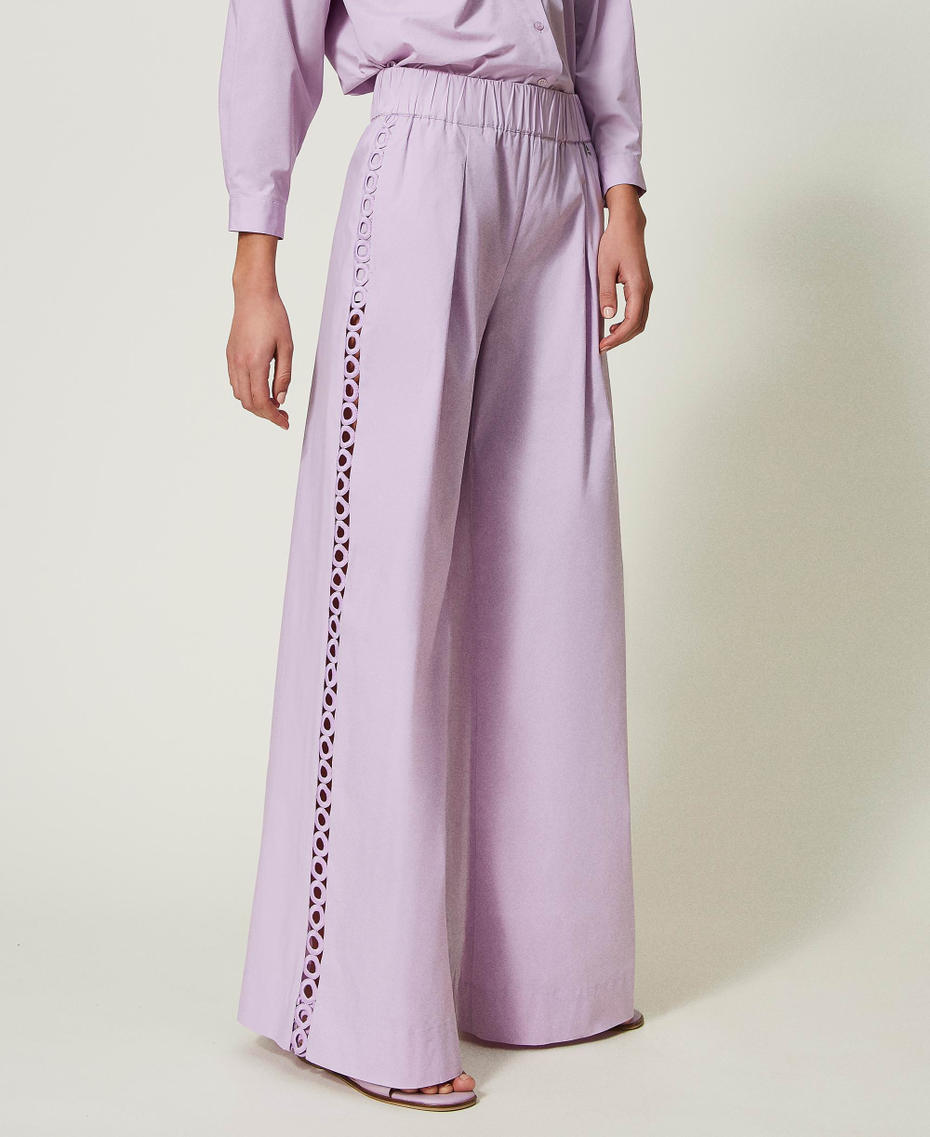 Poplin palazzo trousers "Lavendula” Purple Woman 241AT2089-04