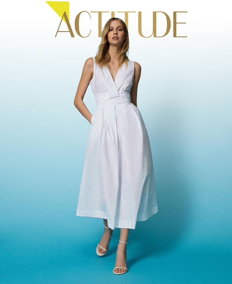 Long poplin dress with knot