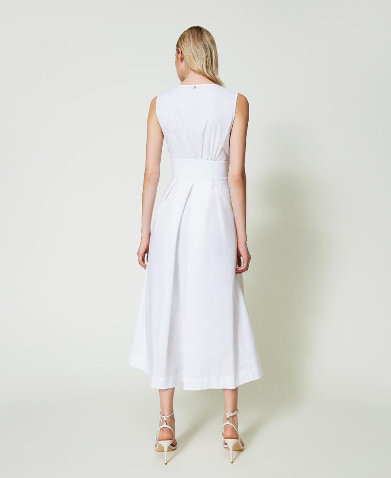 Long poplin dress with knot