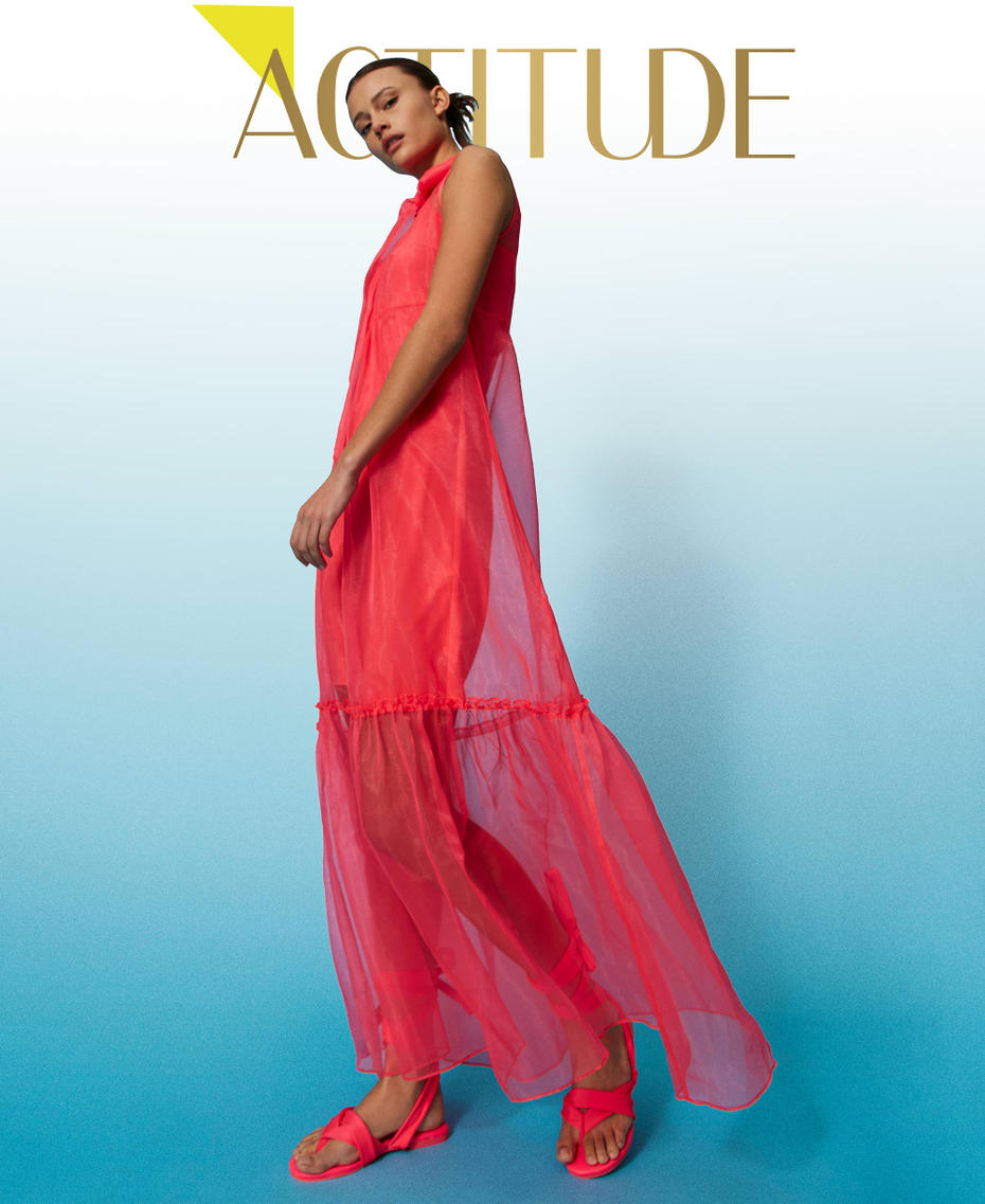 Long organza dress with slip