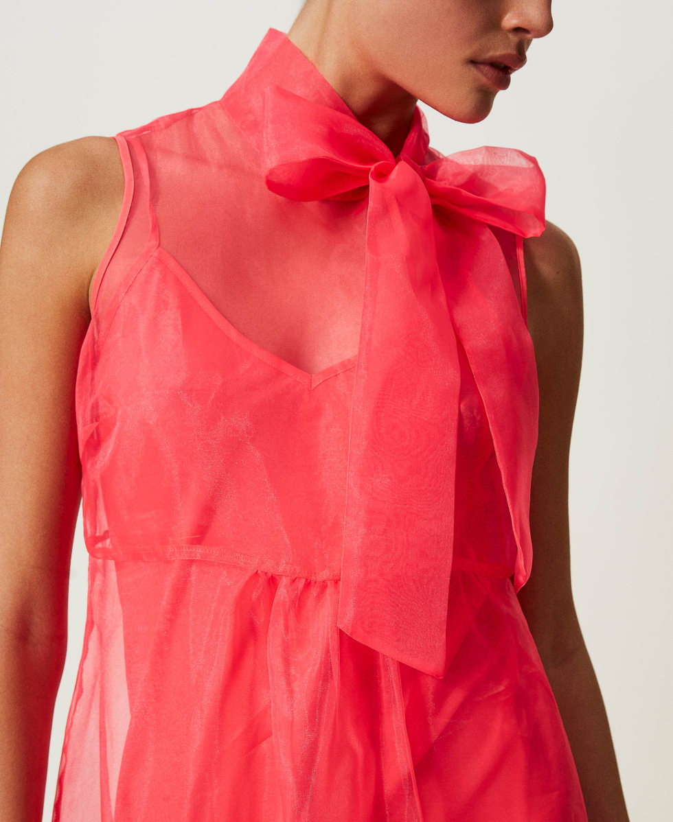Abito lungo in organza con sottoveste Donna Fucsia TWINSET Milano