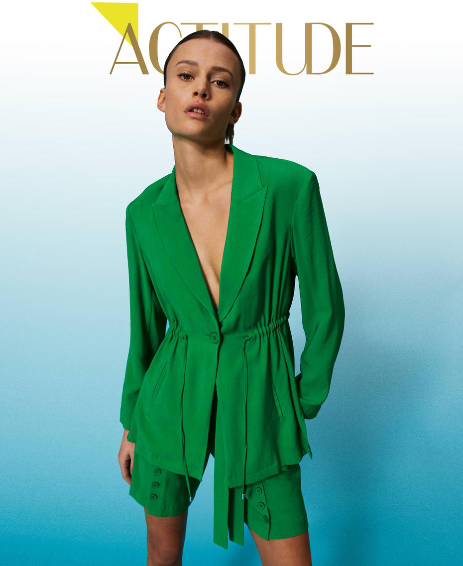 Blazer with drawstring “Fern Green” Woman 241AT2110_11512_01