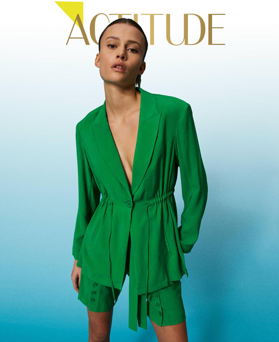 Blazer with drawstring “Fern Green” Woman 241AT2110_11512_01