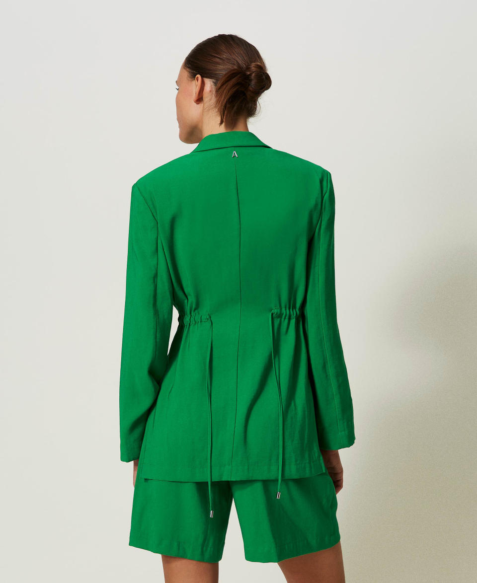 Blazer with drawstring “Fern Green” Woman 241AT2110_11512_03