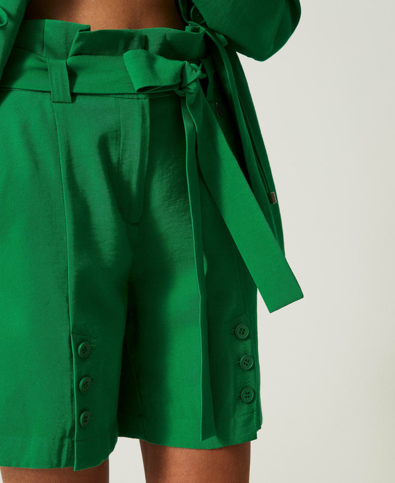 Shorts a vita alta con cintura Verde "Fern Green" Donna 241AT2112-04