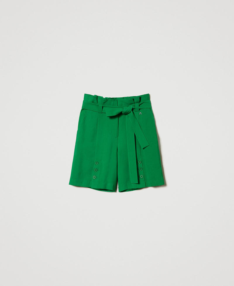 Shorts vaqueros de talle alto con cinturón Verde "Fern Green" Mujer 241AT2112-0S