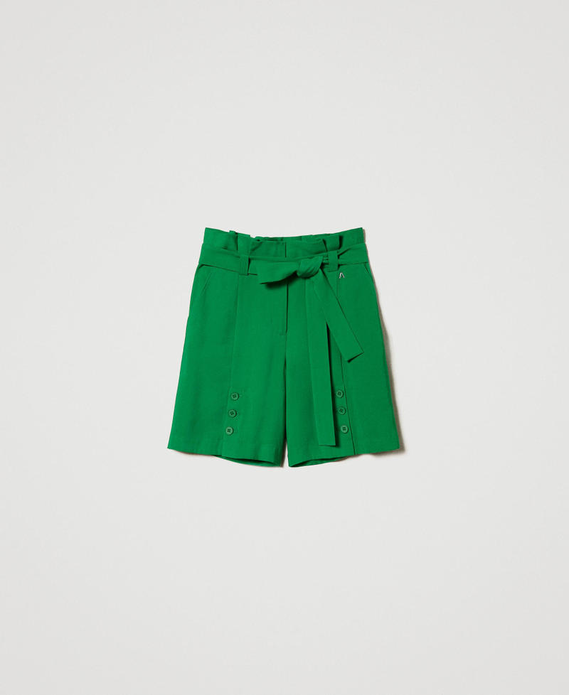 High waist shorts with belt “Fern Green” Woman 241AT2112_11512_0S