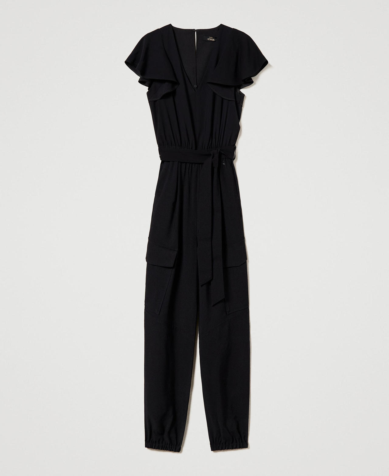 Cargo jumpsuit with belt Black Woman 241AT2113_00006_0S