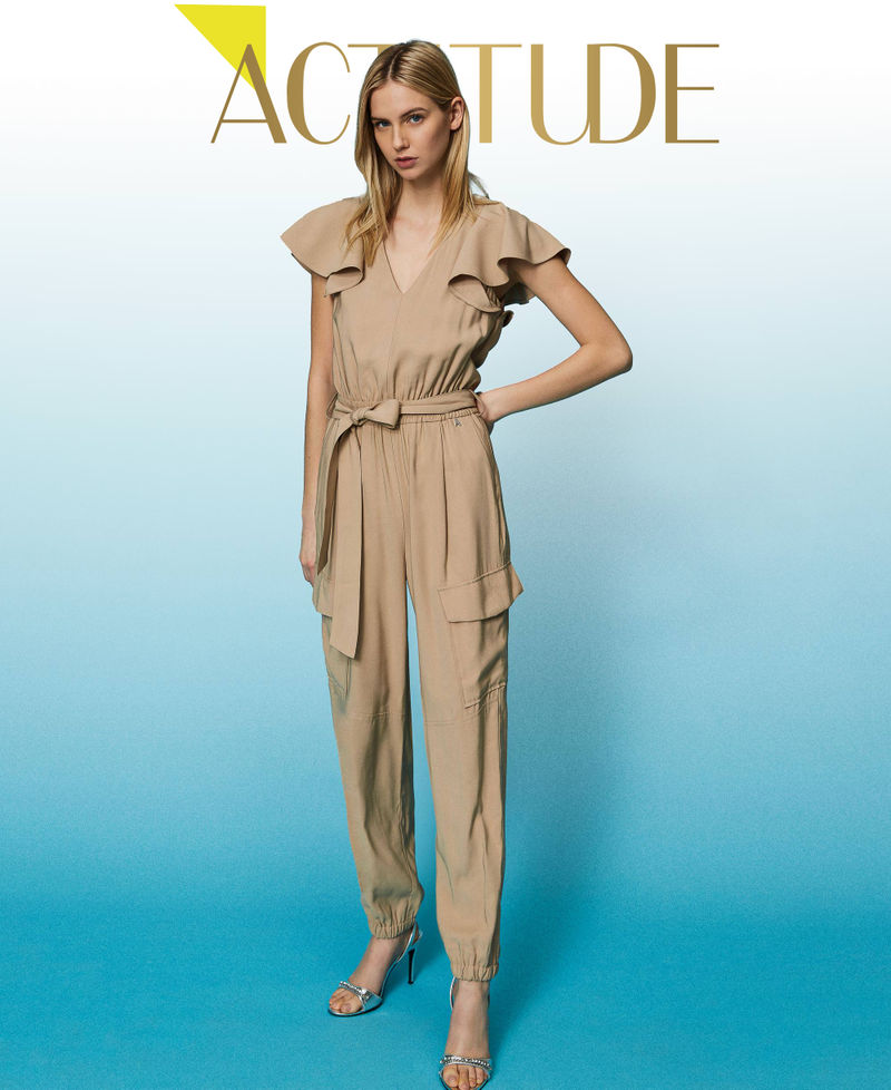 Cargo jumpsuit with belt Black Woman 241AT2113-01