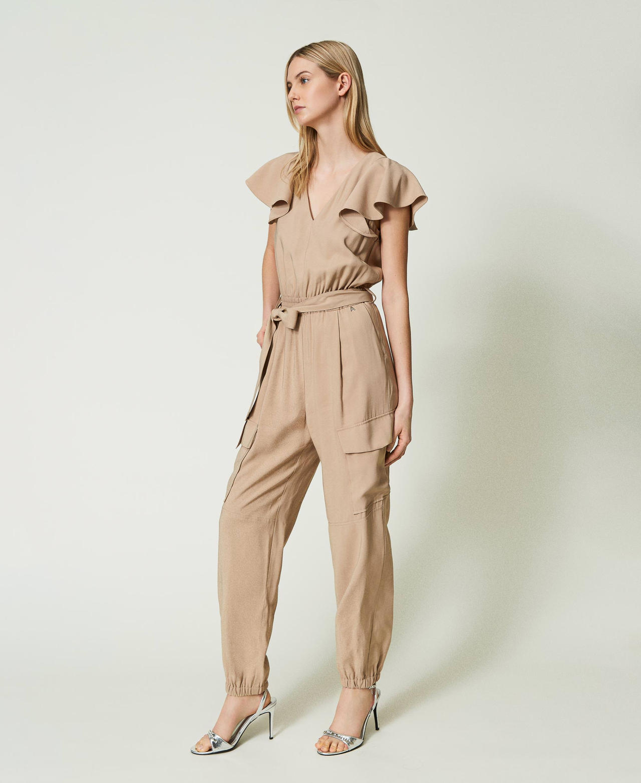 Cargo jumpsuit with belt Black Woman 241AT2113-03