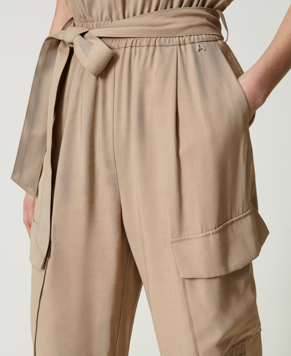 Cargo jumpsuit with belt Black Woman 241AT2113-05